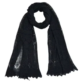 G.H.Hurt & Son Pretty Wool Glitter Stole - Black/Black Glitter