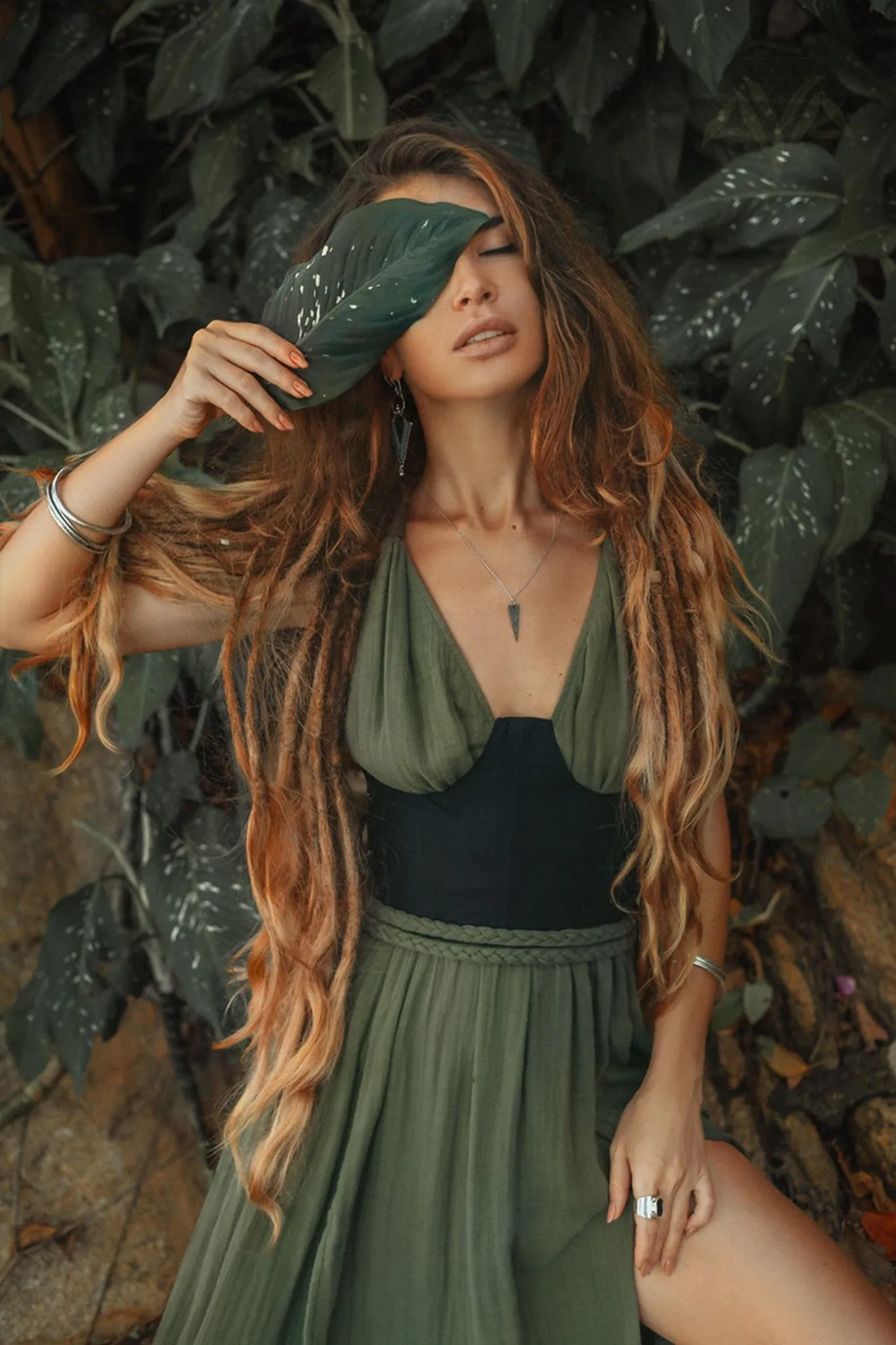 Greek Goddess Dress • Boho Grecian Dress • Boho Dark Green Prom Dress