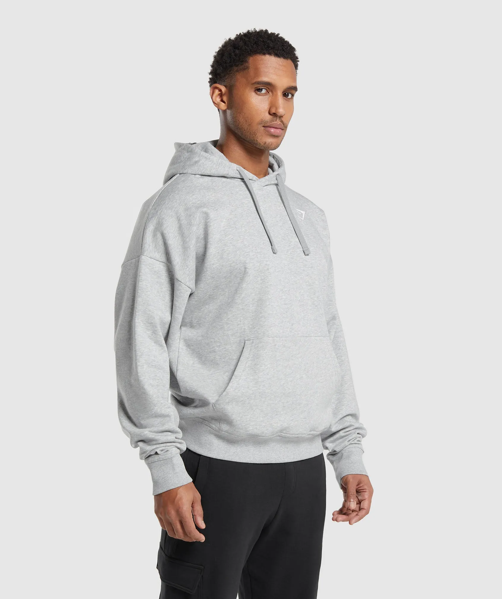 Gymshark Crest Oversized Hoodie - Light Grey Marl