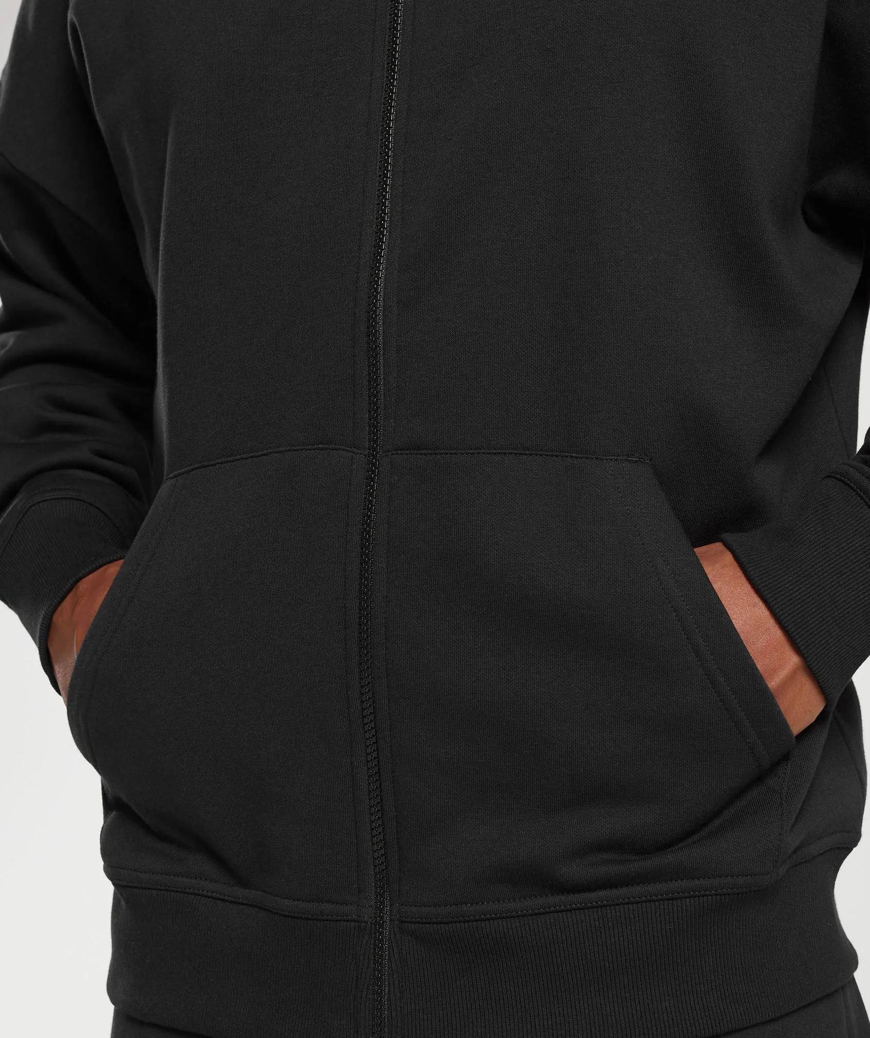 Gymshark Crest Oversized Zip Up Hoodie - Black