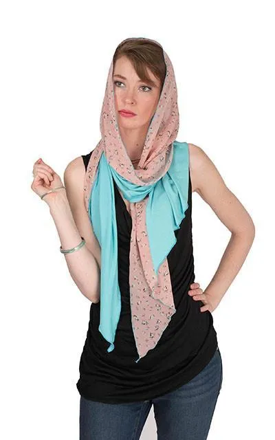 Handkerchief Scarf - Rosie Posie with Ocean of Emptiness Jersey Knit (Limited Availability)