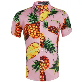 Hawaiian Pineapple Casual Poplin Shirt Button Down