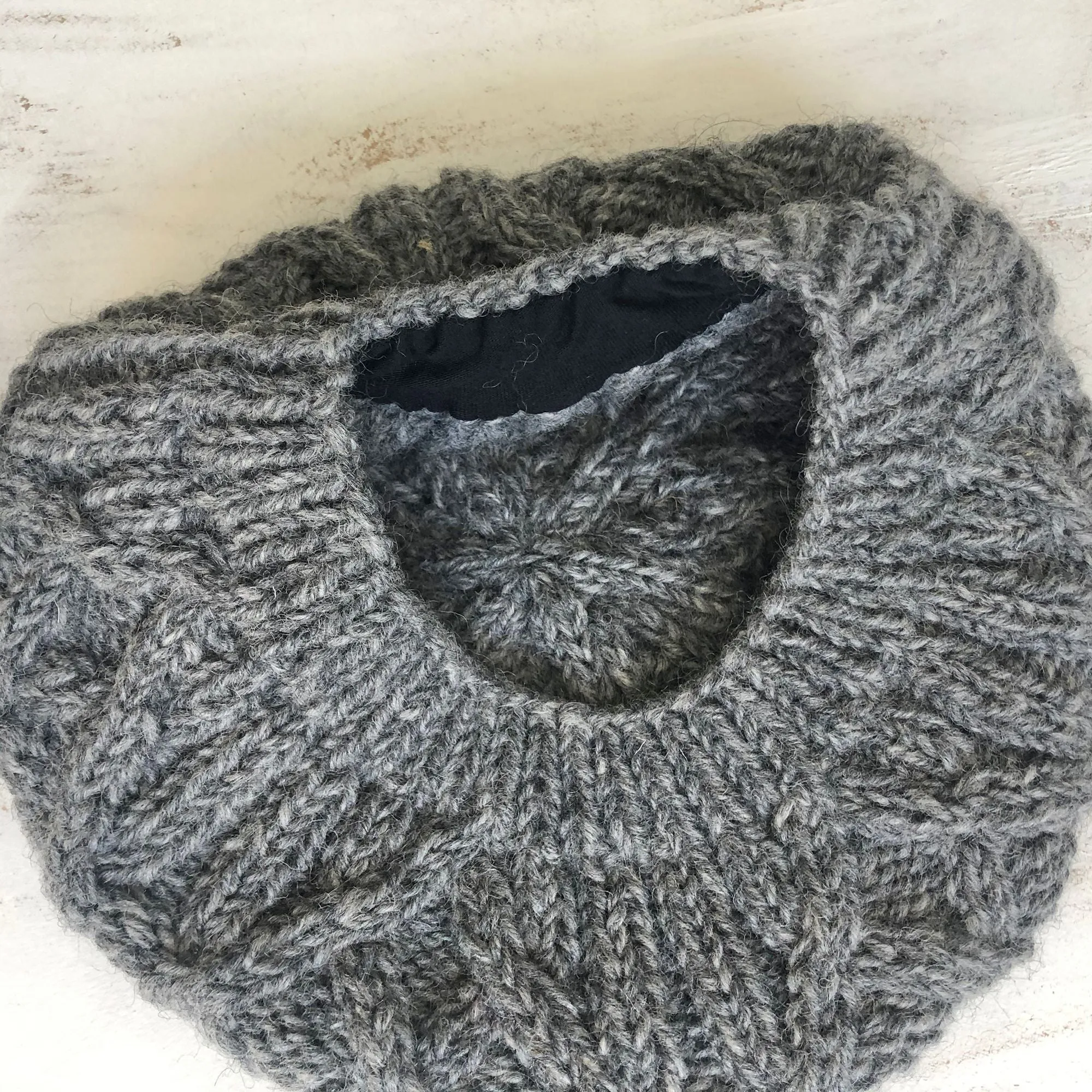 HEMANTA Cable Knit Wool Beret Hat (WS)