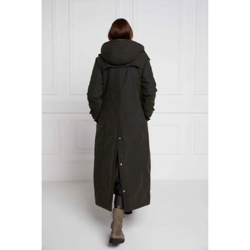 Holland Cooper Wax Longline Ladies Field Coat - Dark Olive