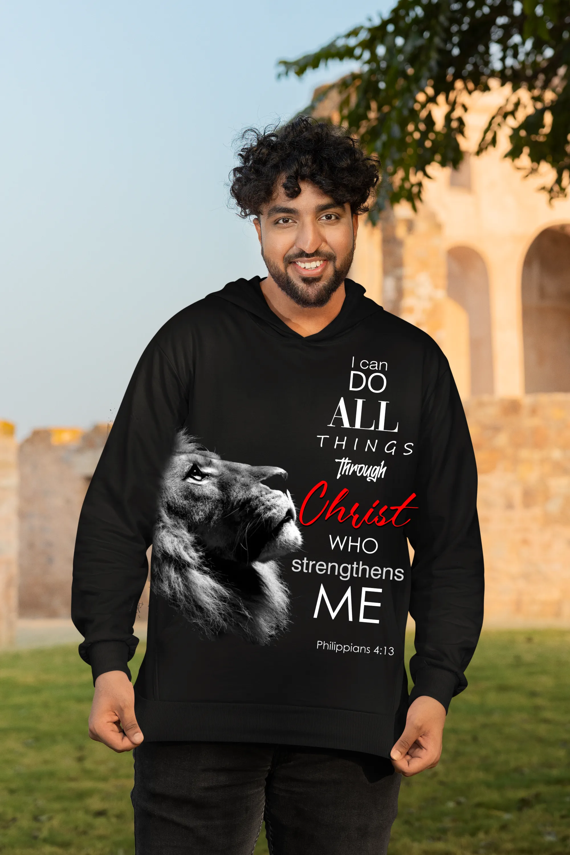 I can do all things All-Over Print Men's Thicken Pullover Hoodie