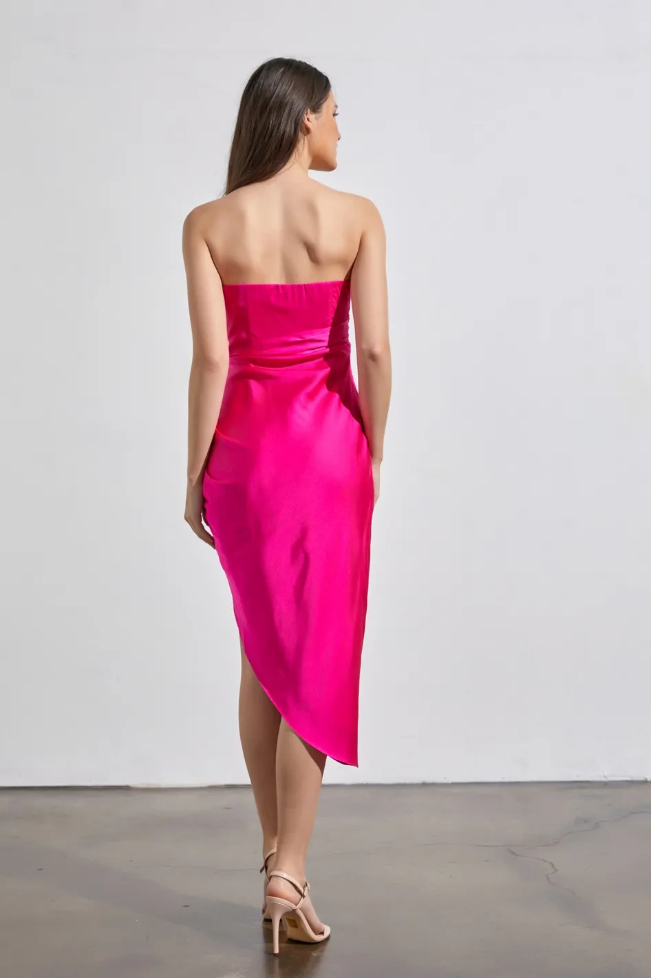 Infinite Love Hot Pink Strapless Midi Dress