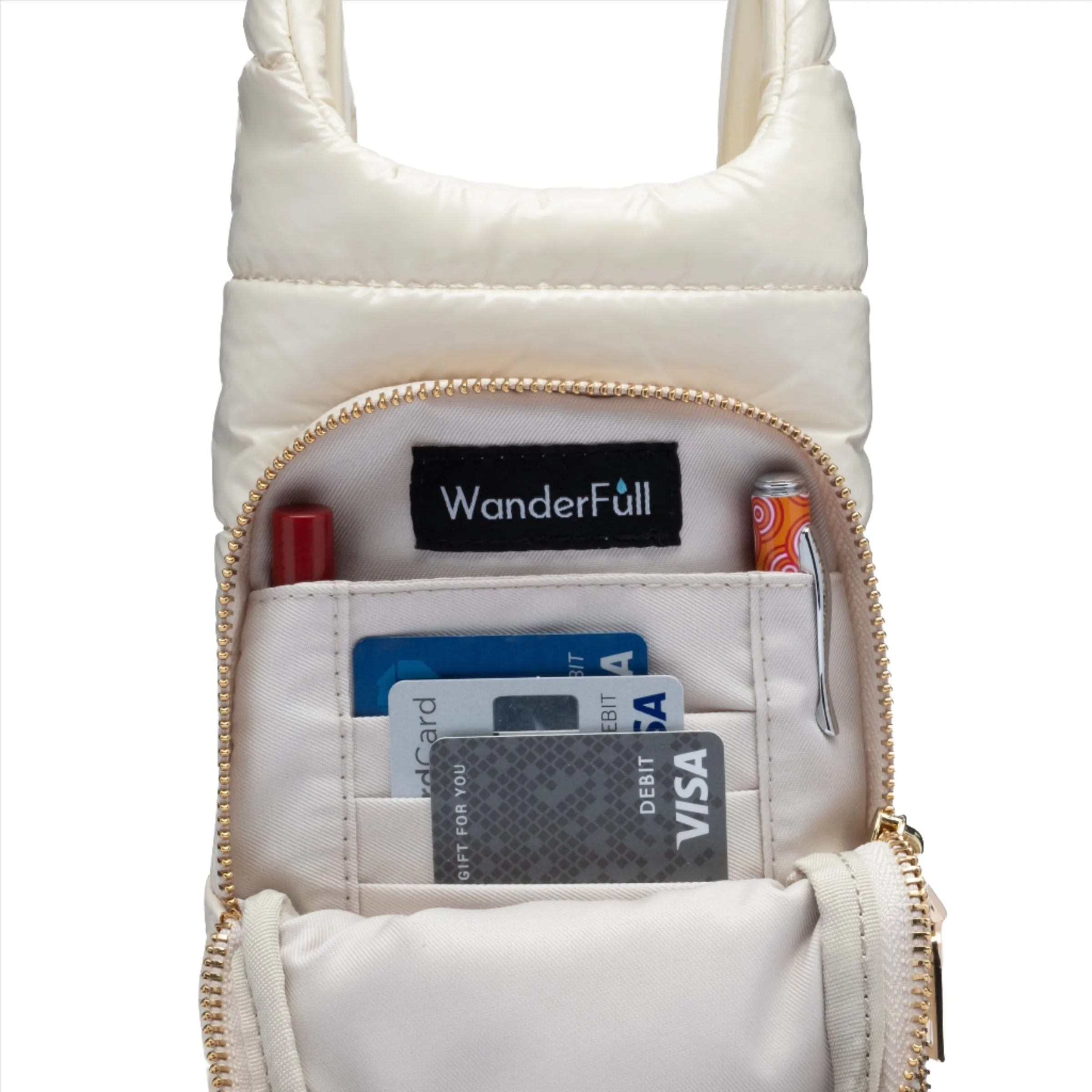 Ivory Glossy HydroBag® with Light Patterned Strap