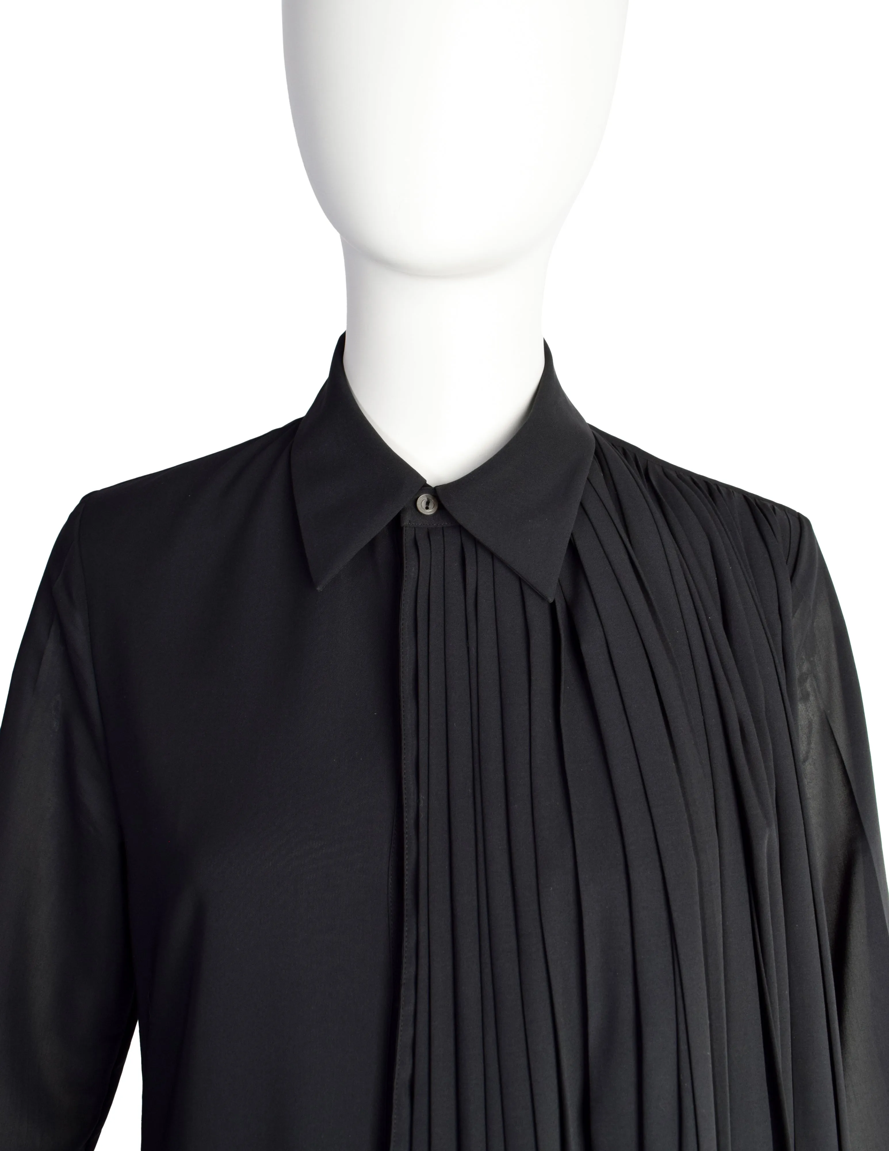 Jil Sander Resort 2020 Black Brown Pleated Panel Shirt Dress