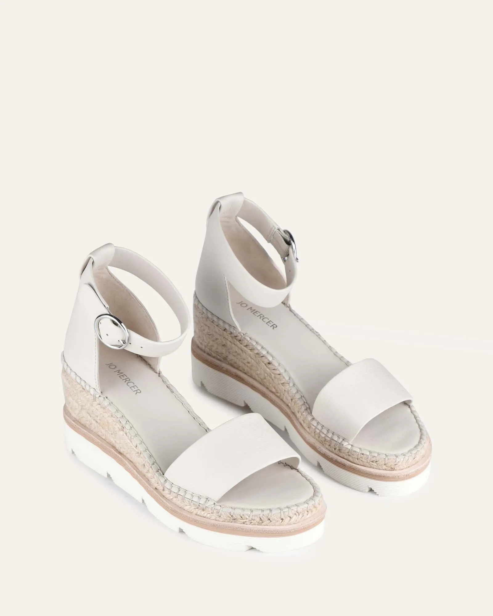 KELLY MID HEEL WEDGES BONE LEATHER