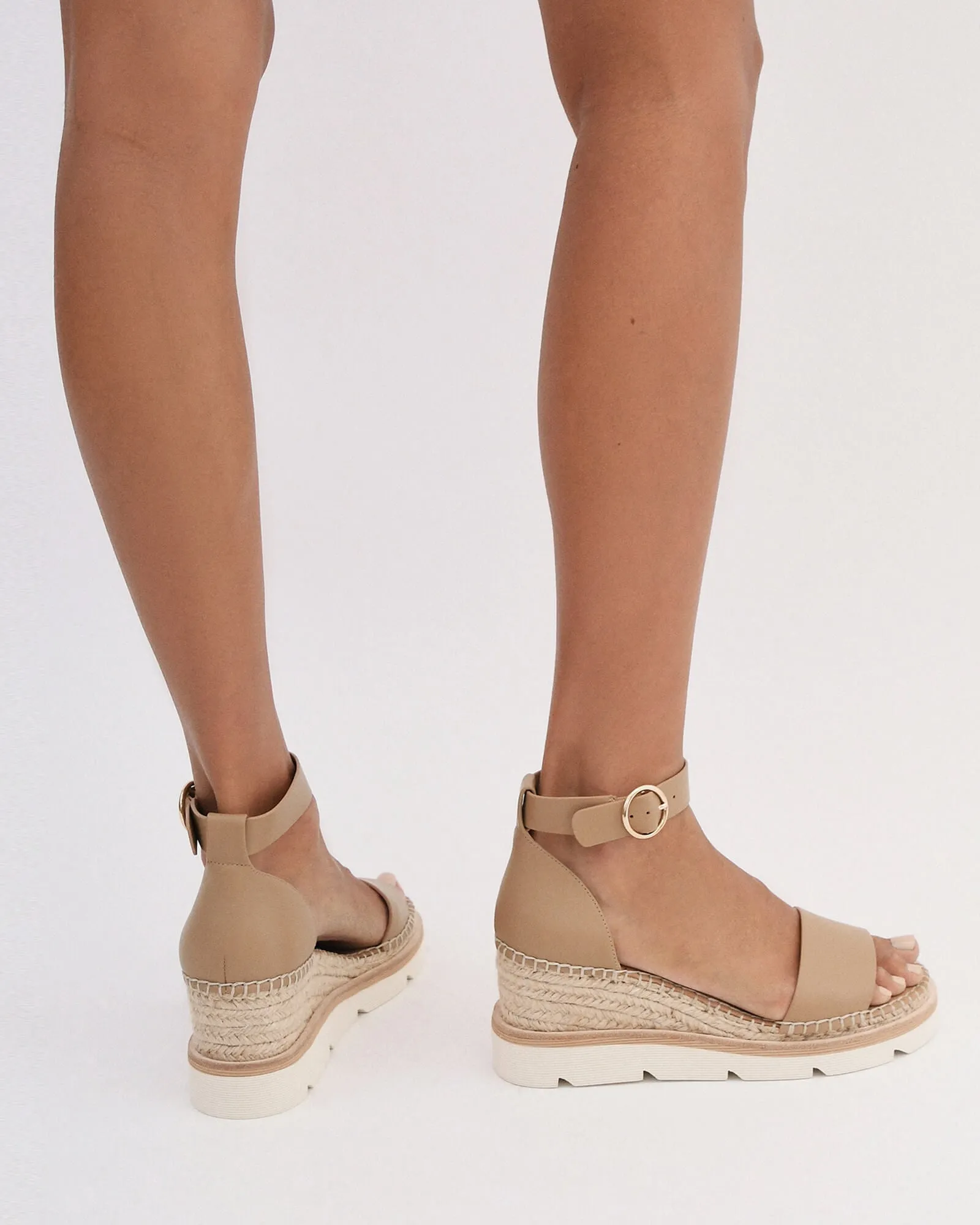 KELLY MID HEEL WEDGES TAN LEATHER