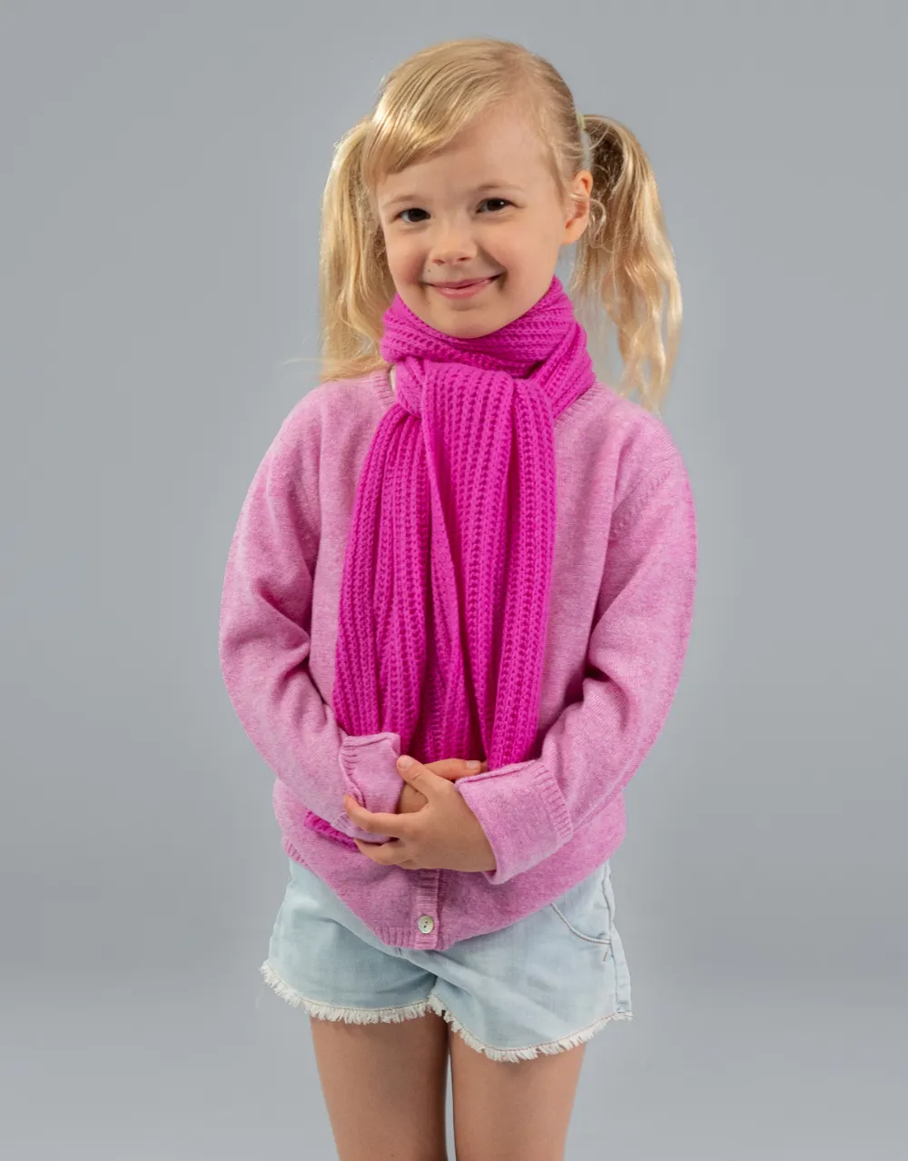 Kids Rib Knit Scarf in Azalee