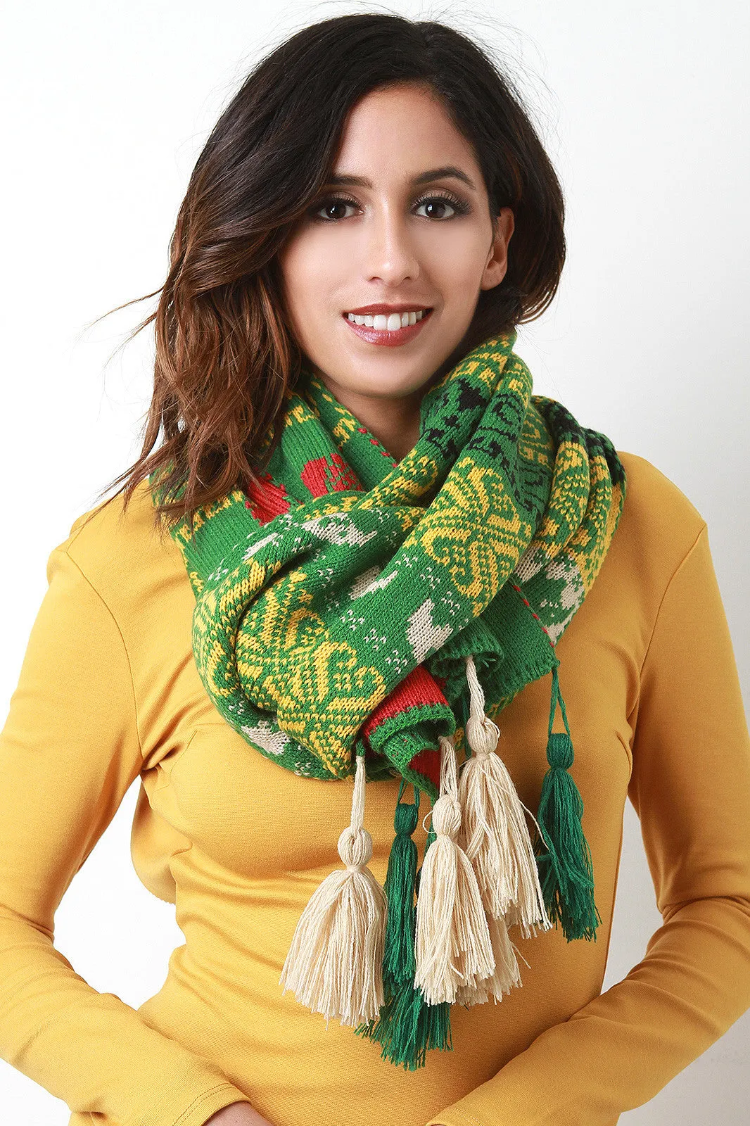 Knitted Elephant Tassel Scarf