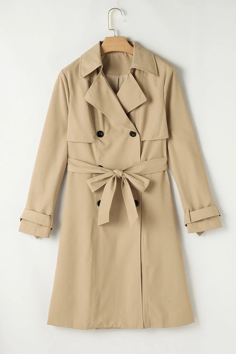 Lapel Collar Waist Tie Wind Coat