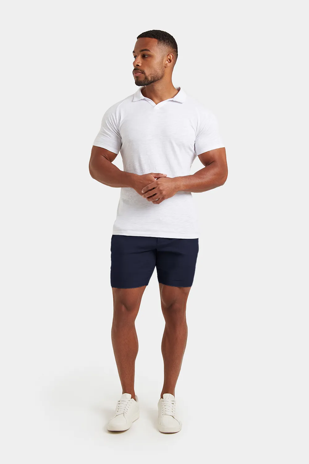 Linen-blend Shorts in Navy