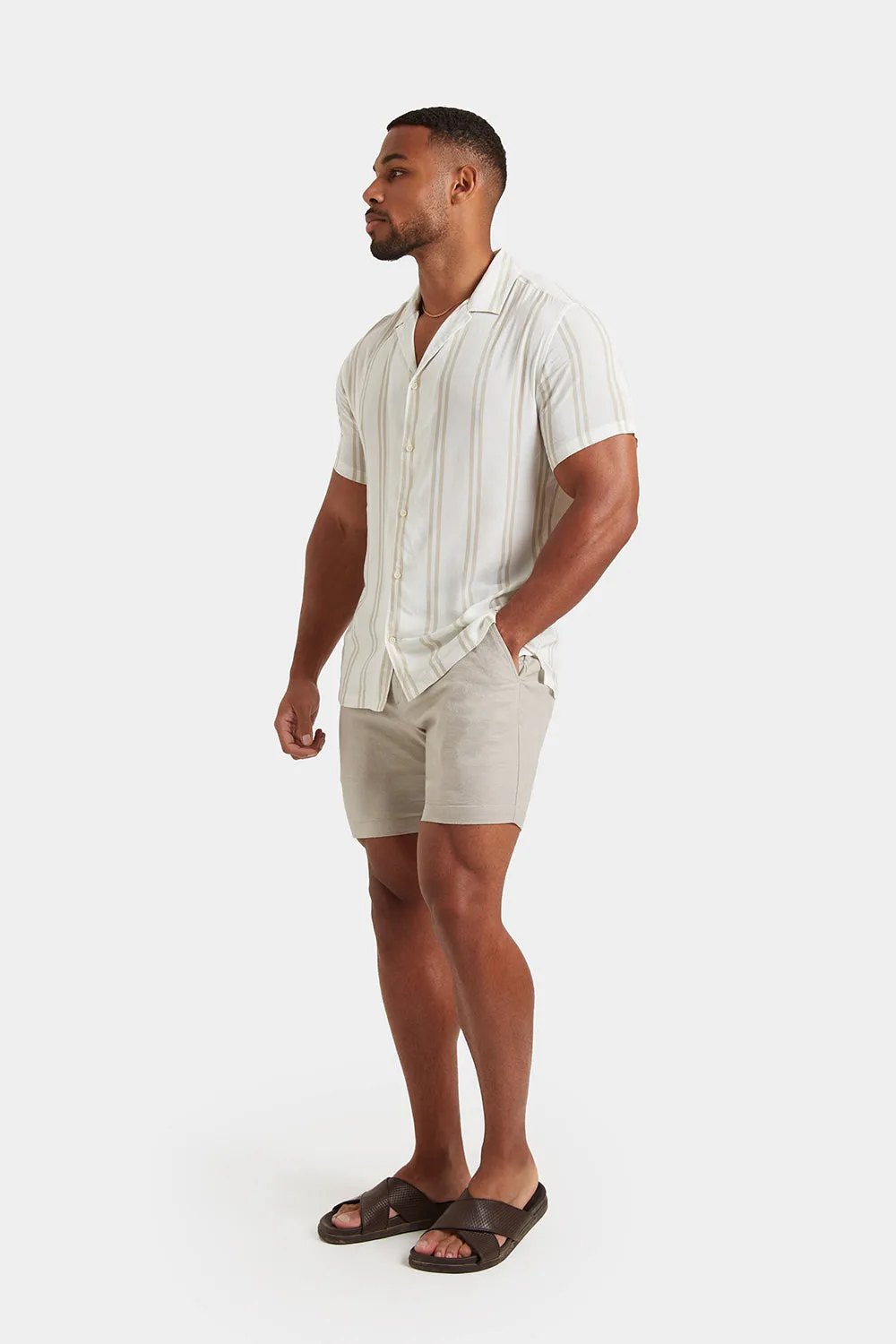 Linen-blend Shorts in Stone