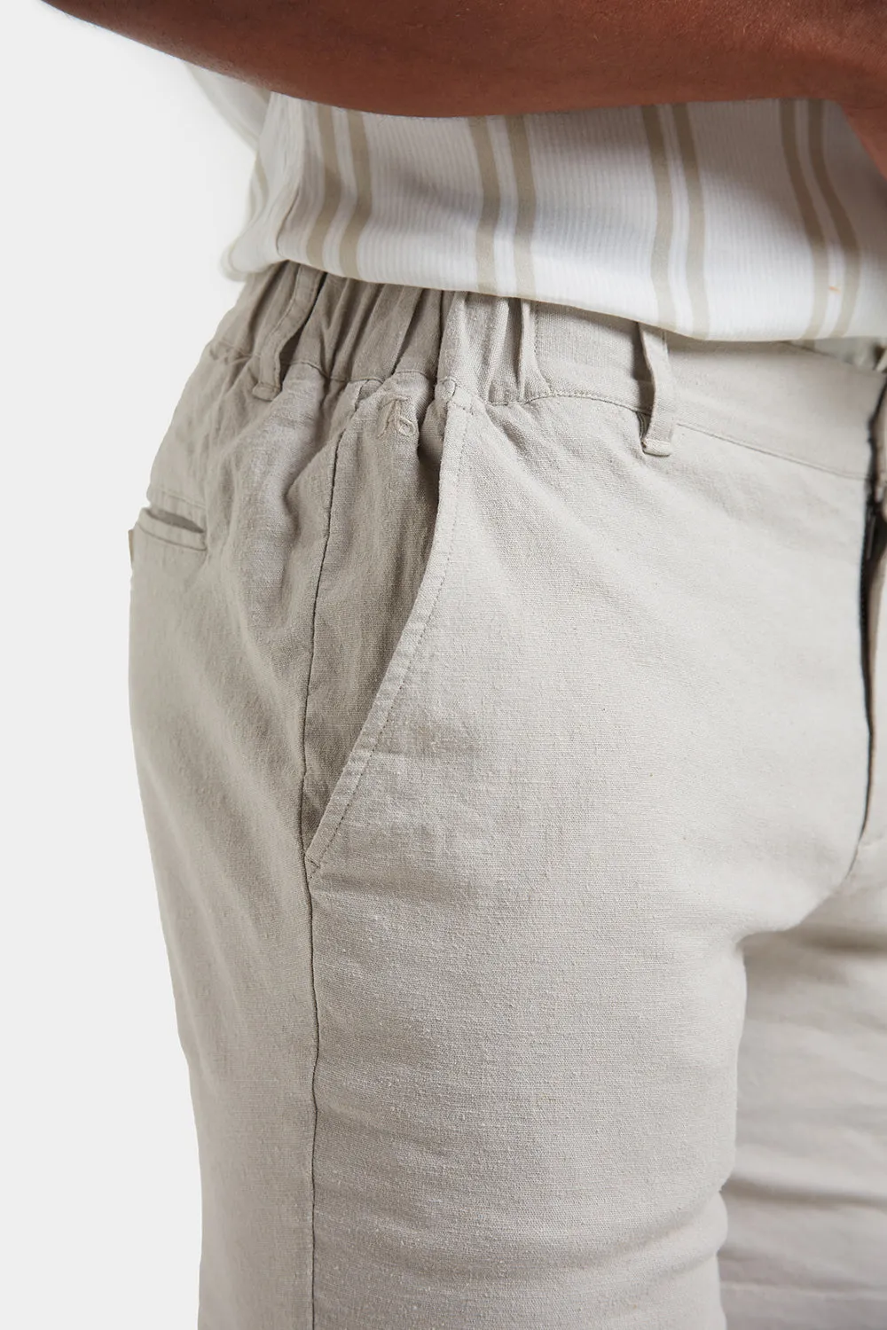 Linen-blend Shorts in Stone