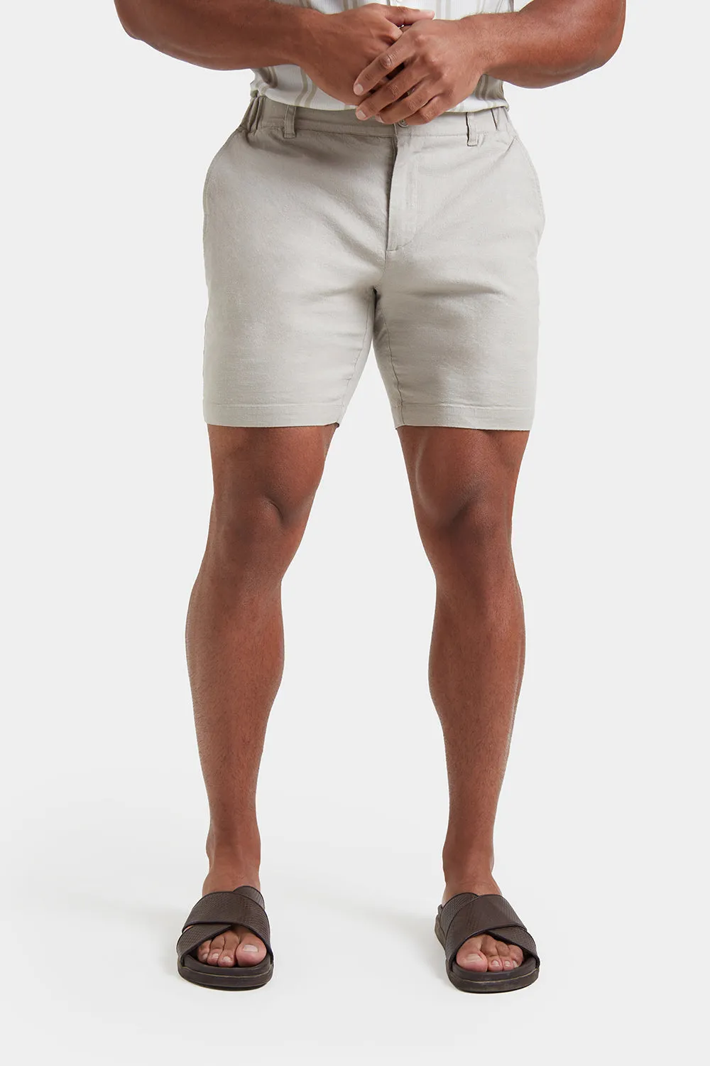 Linen-blend Shorts in Stone