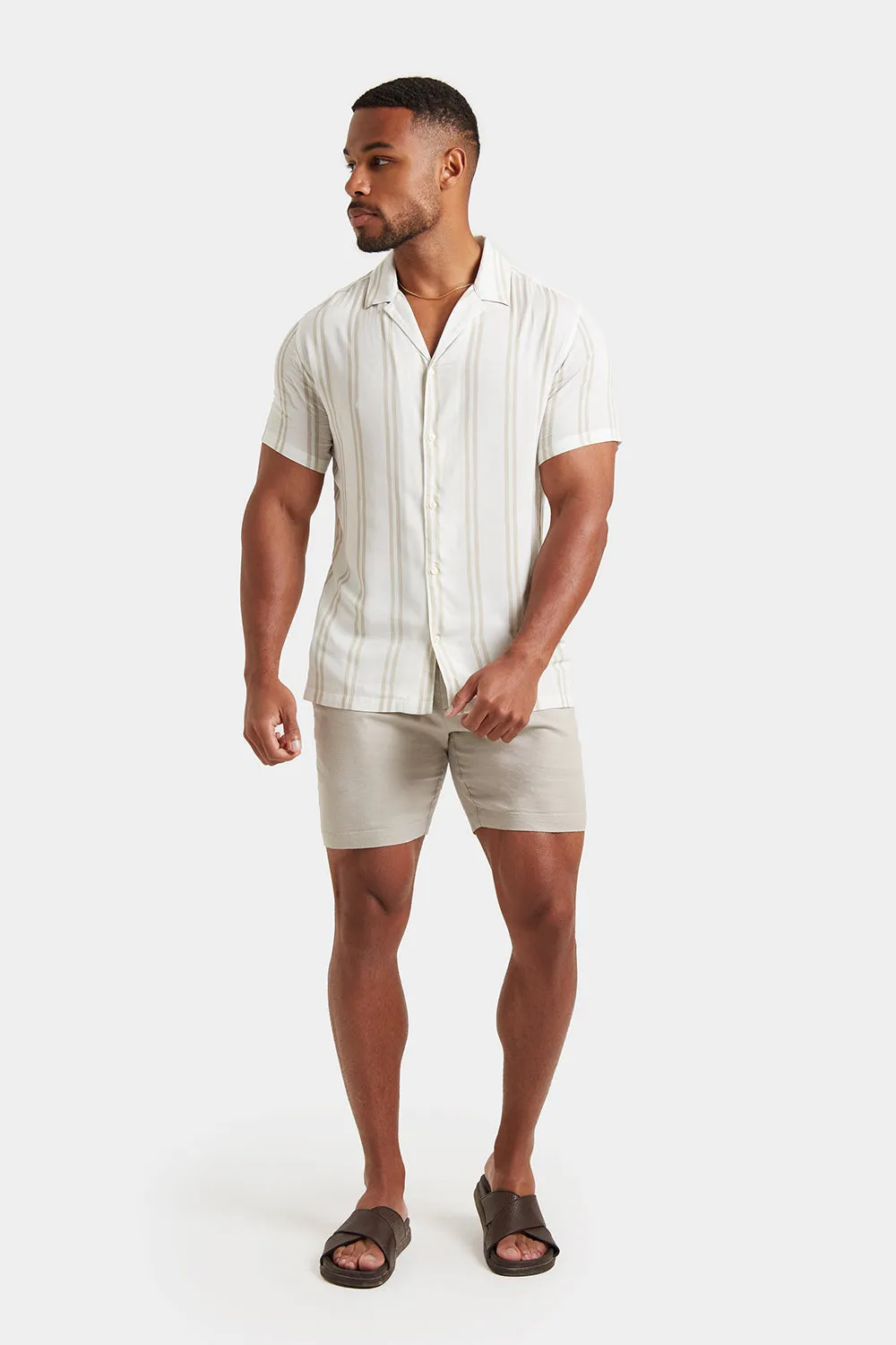 Linen-blend Shorts in Stone