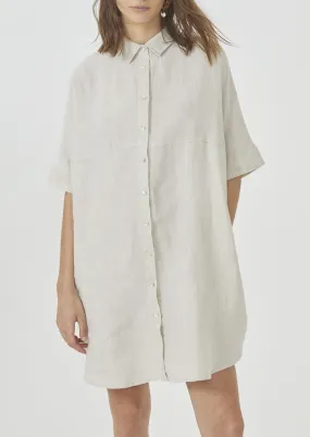 Linen Shirt Dress - Natural