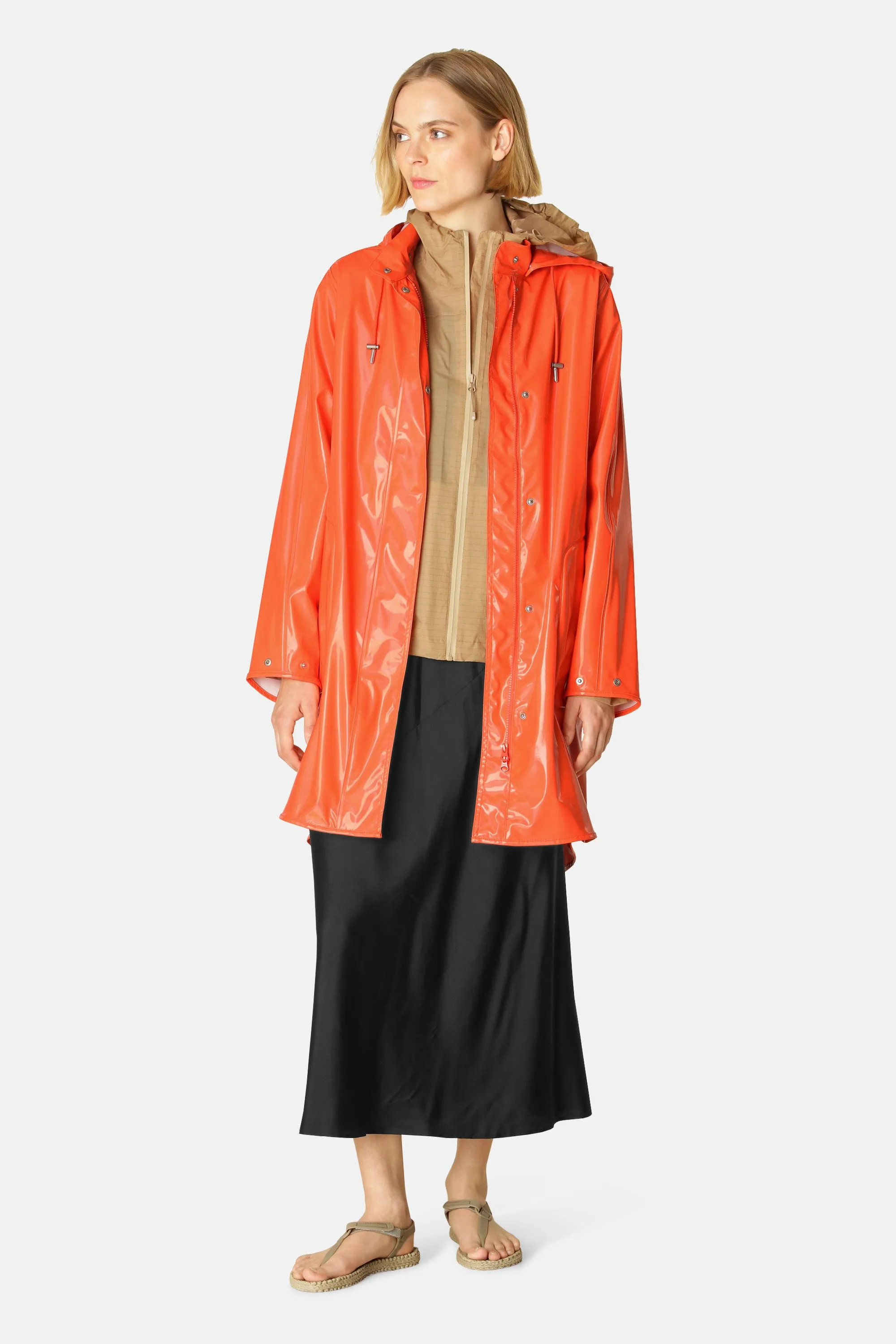 Long Raincoat - Hot Orange