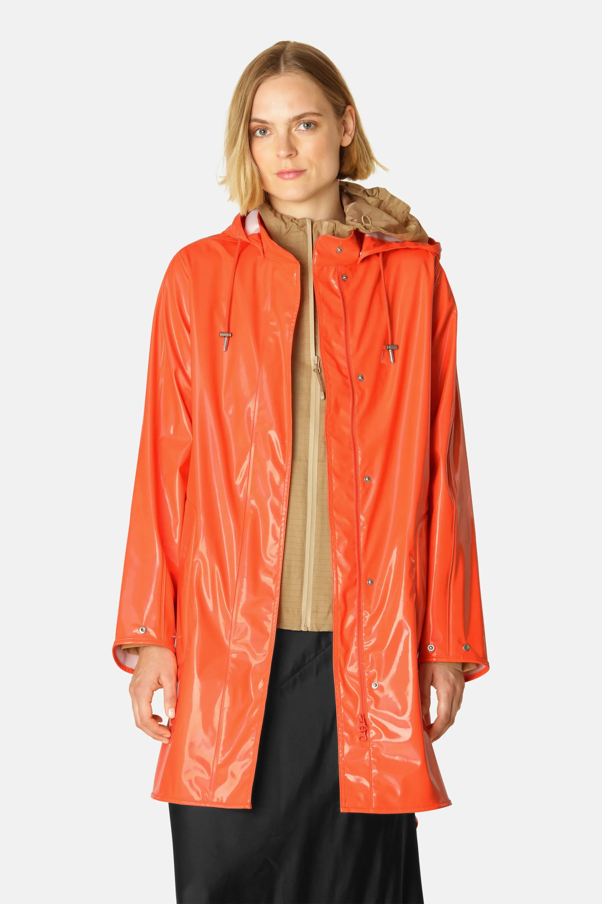 Long Raincoat - Hot Orange