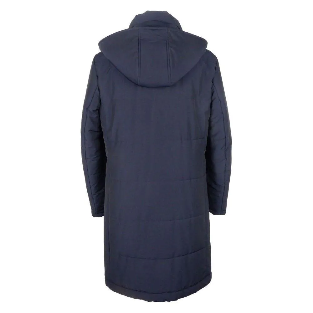 Made in Italy Blue Wool Men Raincoat