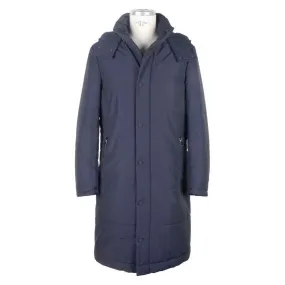 Made in Italy Blue Wool Men Raincoat