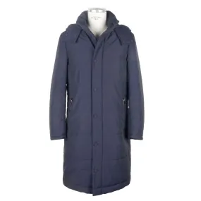 Made in Italy Blue Wool Men Raincoat