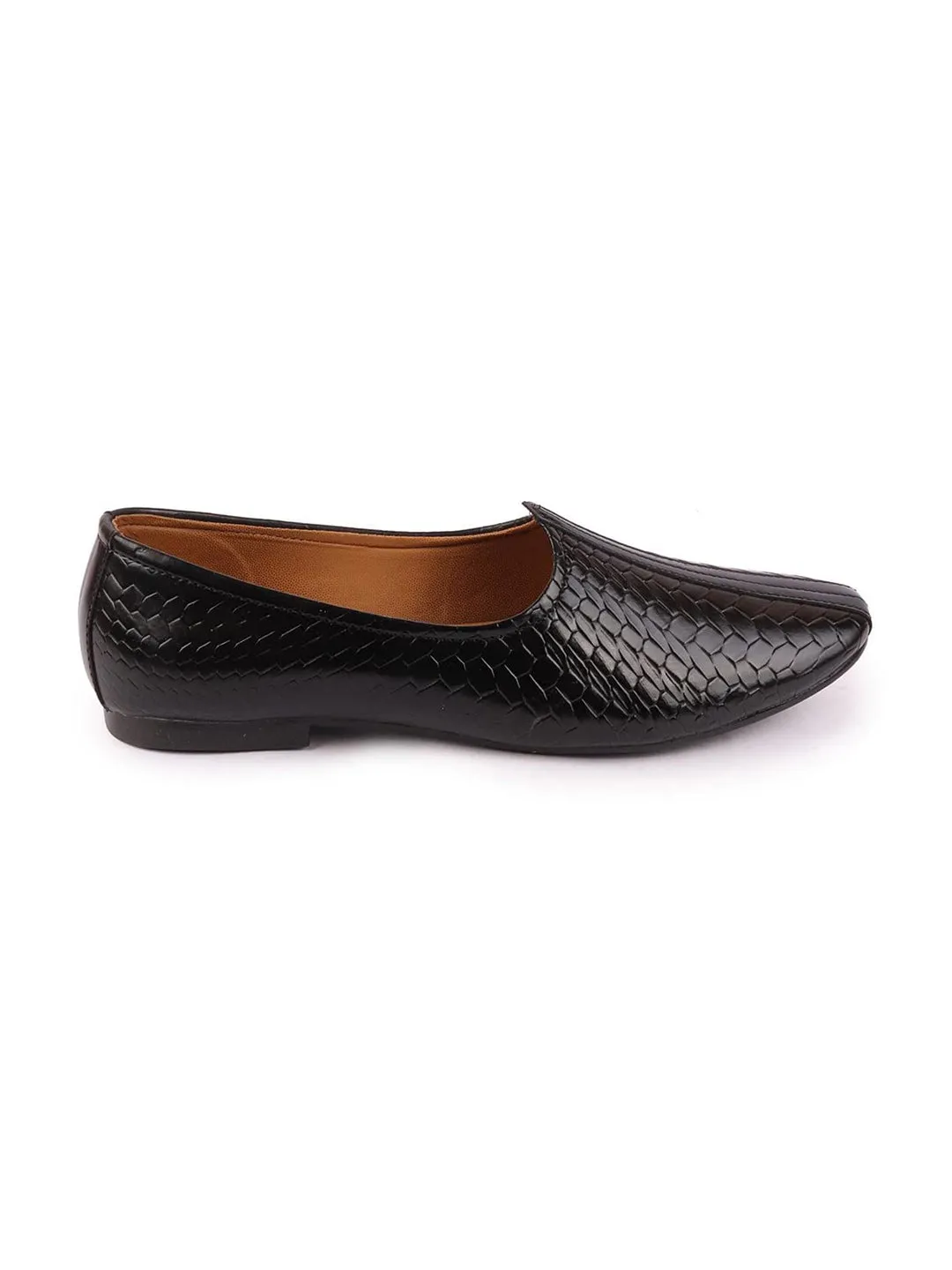 Men Black Ethnic Slip-On Juttis