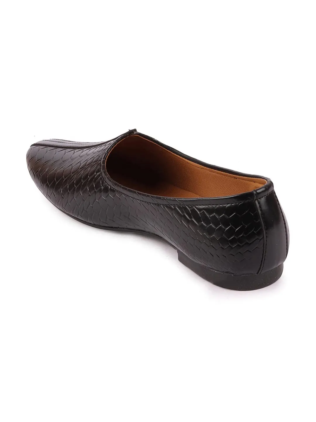 Men Black Ethnic Slip-On Juttis