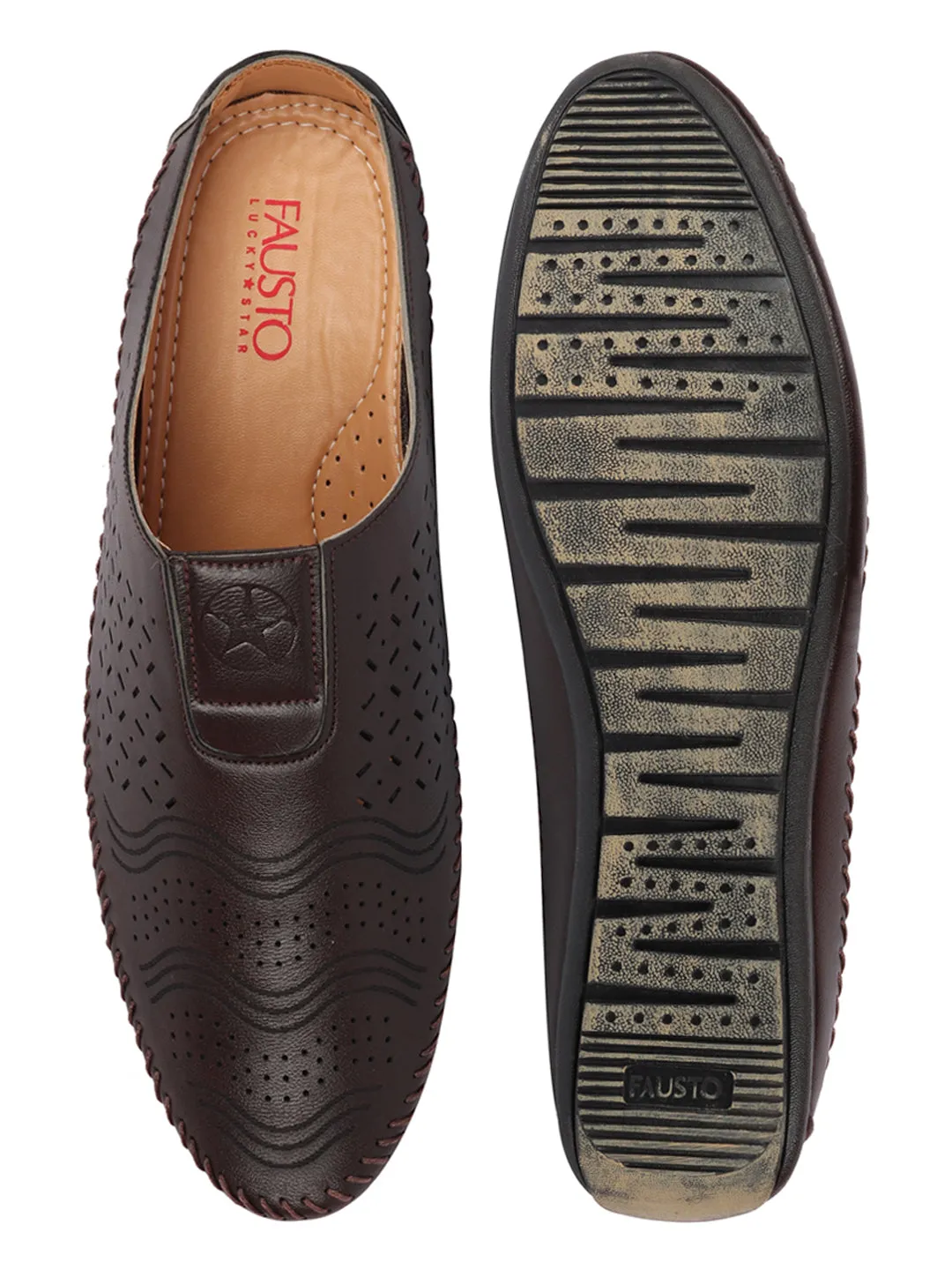 Men Brown Ethnic Slip-On Juttis