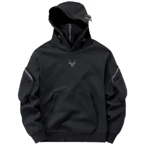 Men's Spring/Autumn Black Wind-Mask Hoodie