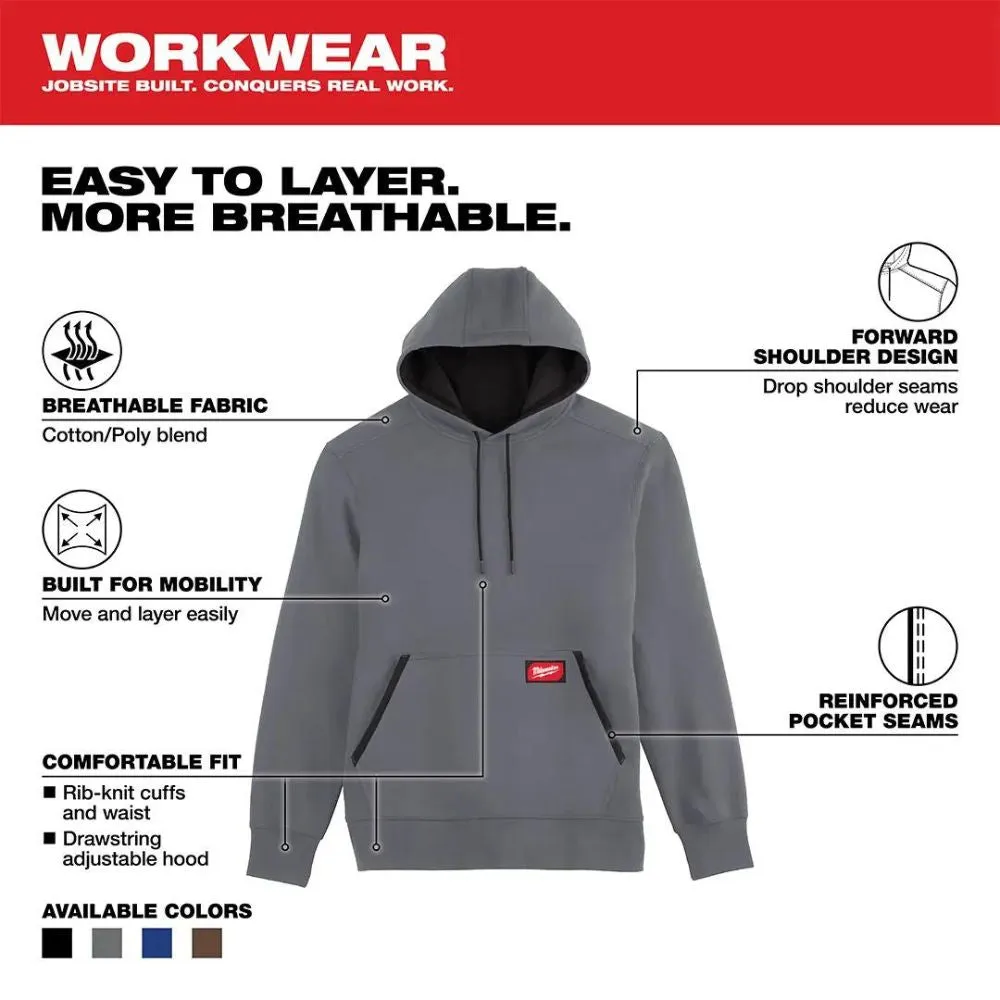 Milwaukee 351G-XL Midweight Pullover Hoodie Gray XL