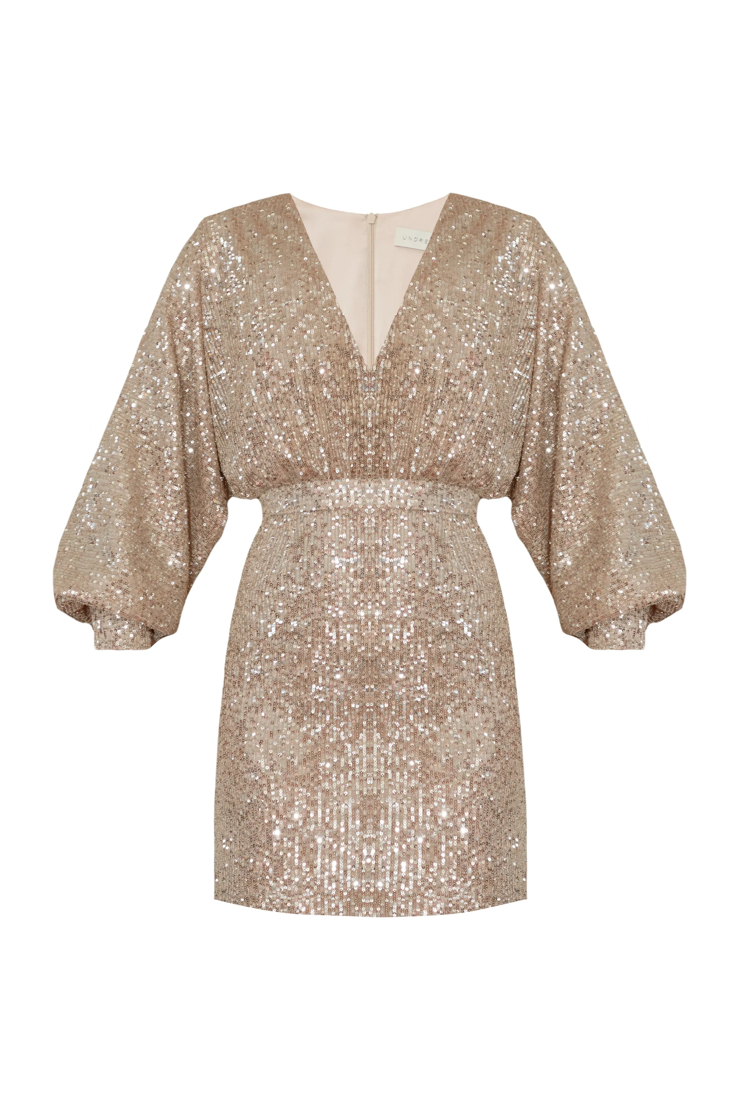 NADINE nude v neck sequin mini dress