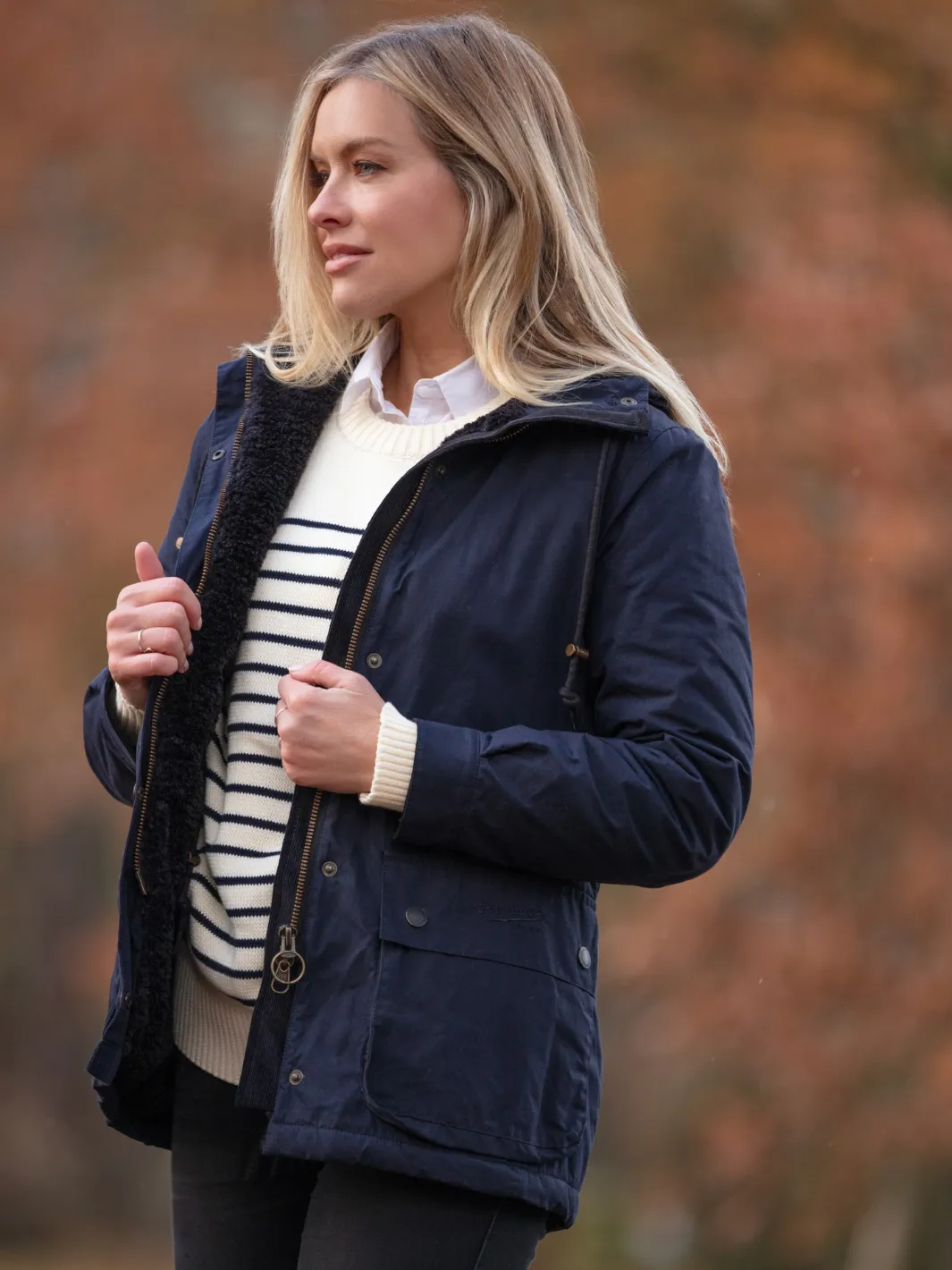 Newmarket Hooded Wax Jacket - Navy Wax