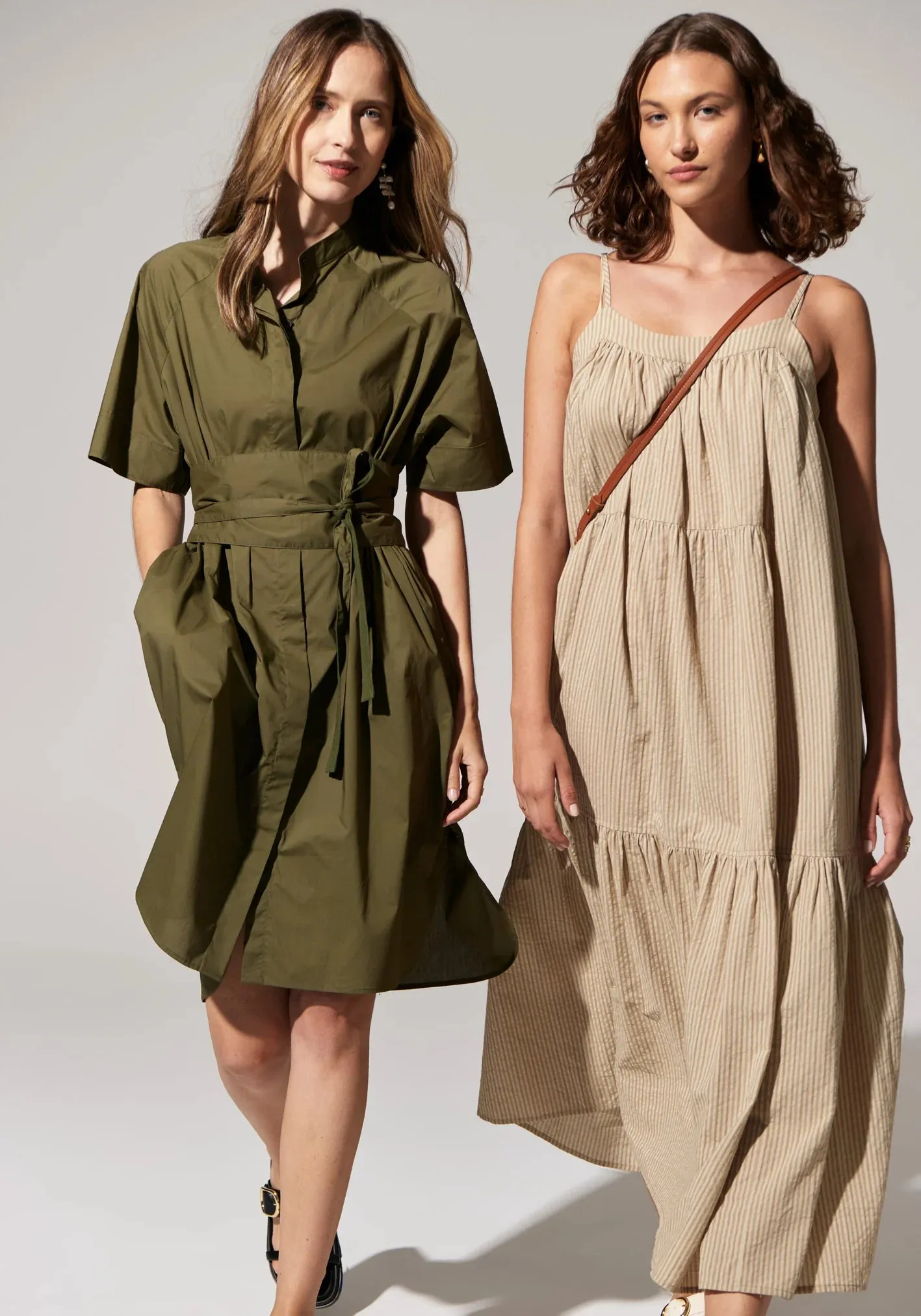 POL Toya Shirt Dress in Khaki