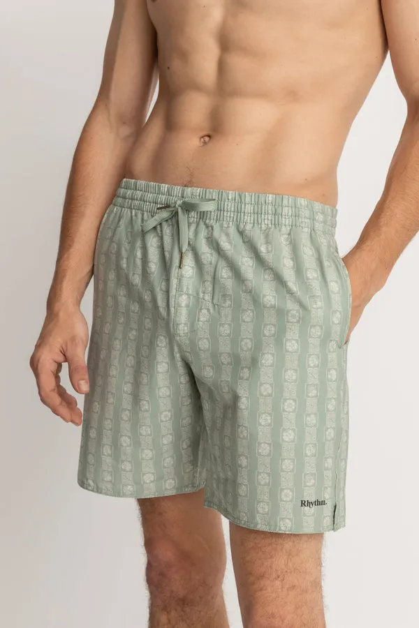 Rhythm Tile Stripe Beach Short - SAGE