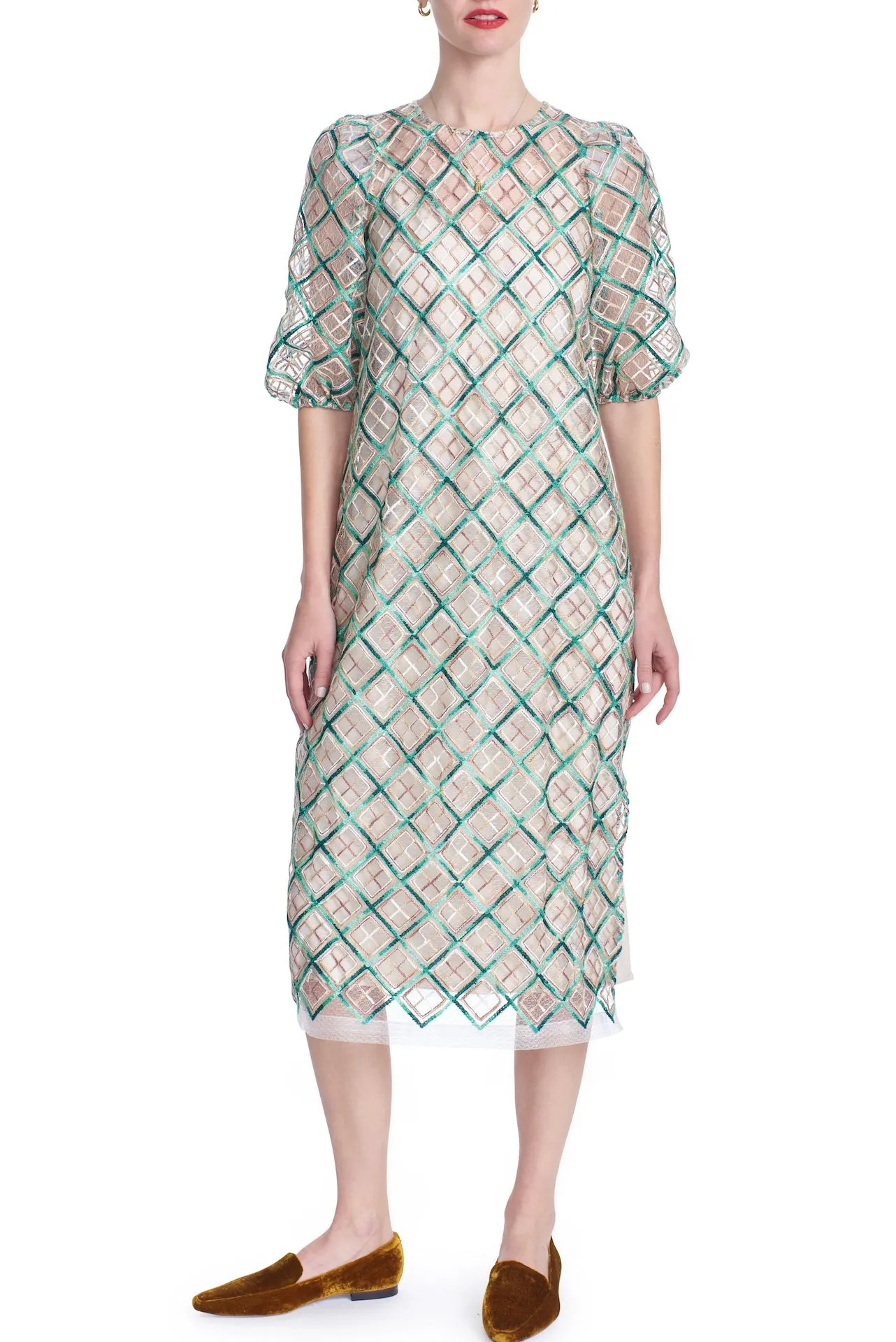 ROMMI PUFF SLEEVE MIDI DRESS- Criss cross