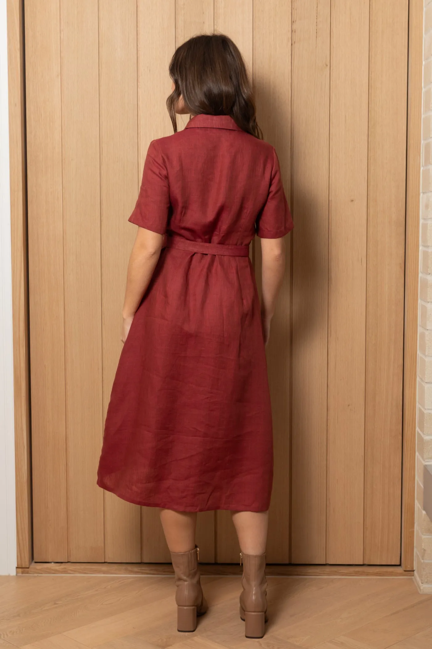 RUST Linen Shapeshifter Shirt Dress