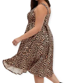 Sleeveless Leopard Fit & Flare Midi Dress