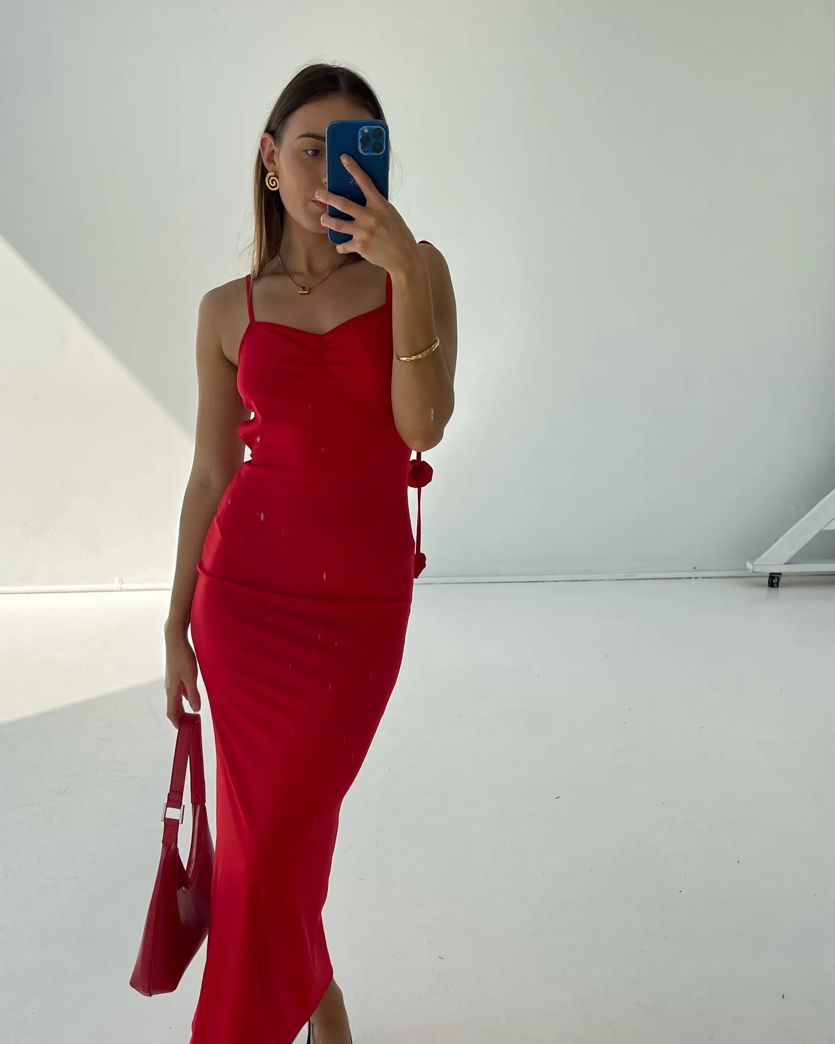 TEGAN RAE - ROSES ARE RED MIDI SLIP DRESS