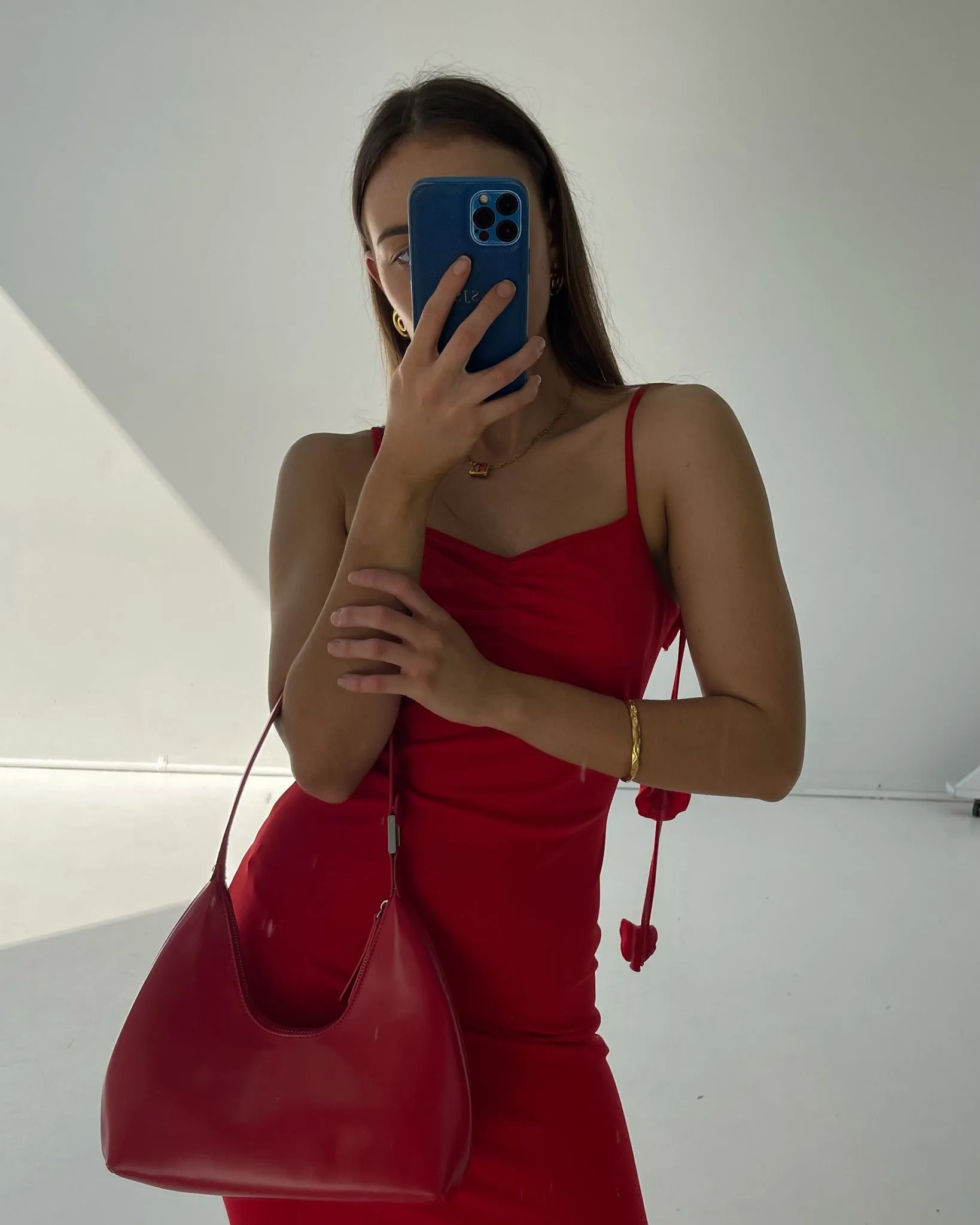 TEGAN RAE - ROSES ARE RED MIDI SLIP DRESS