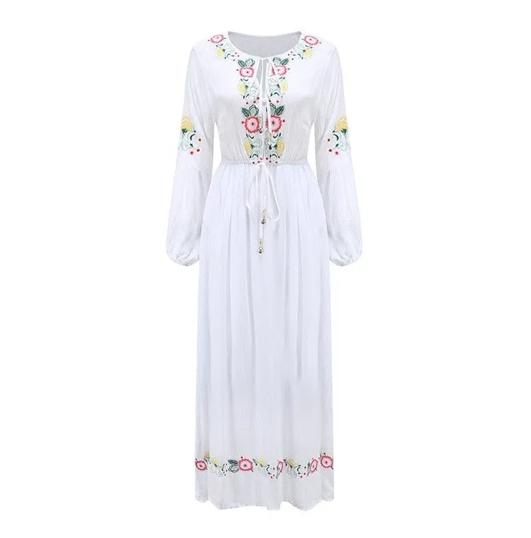 The Perfect Summer White Cotton Embroidery Maxi Dress