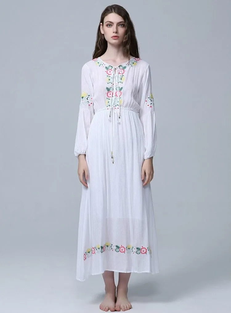 The Perfect Summer White Cotton Embroidery Maxi Dress