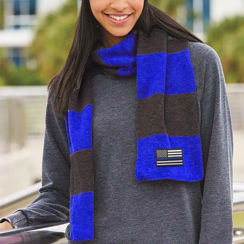 Thin Blue Line Embroidered Scarf, Unisex