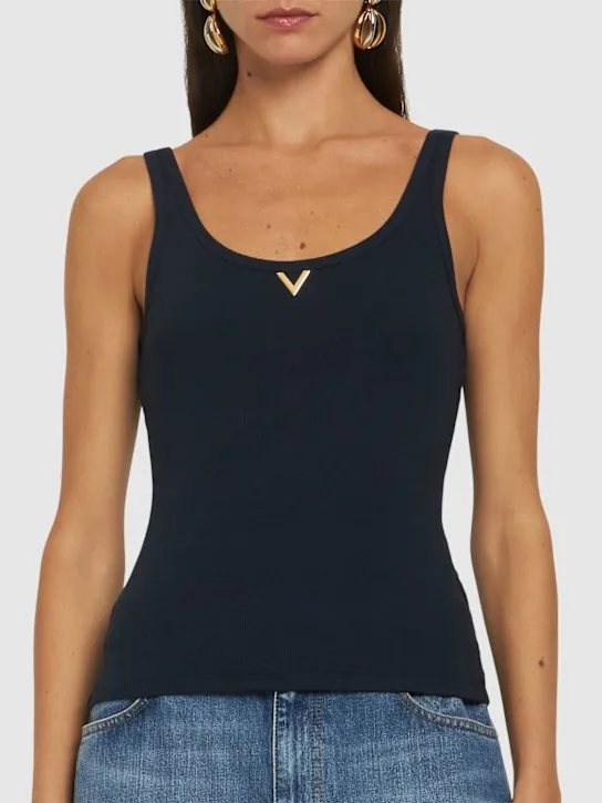 Valentino   Ribbed jersey logo tank top 