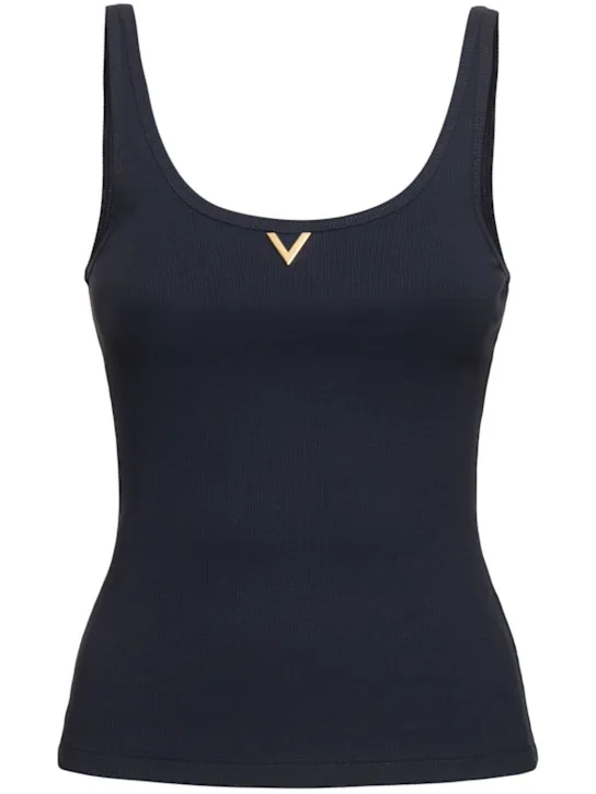 Valentino   Ribbed jersey logo tank top 