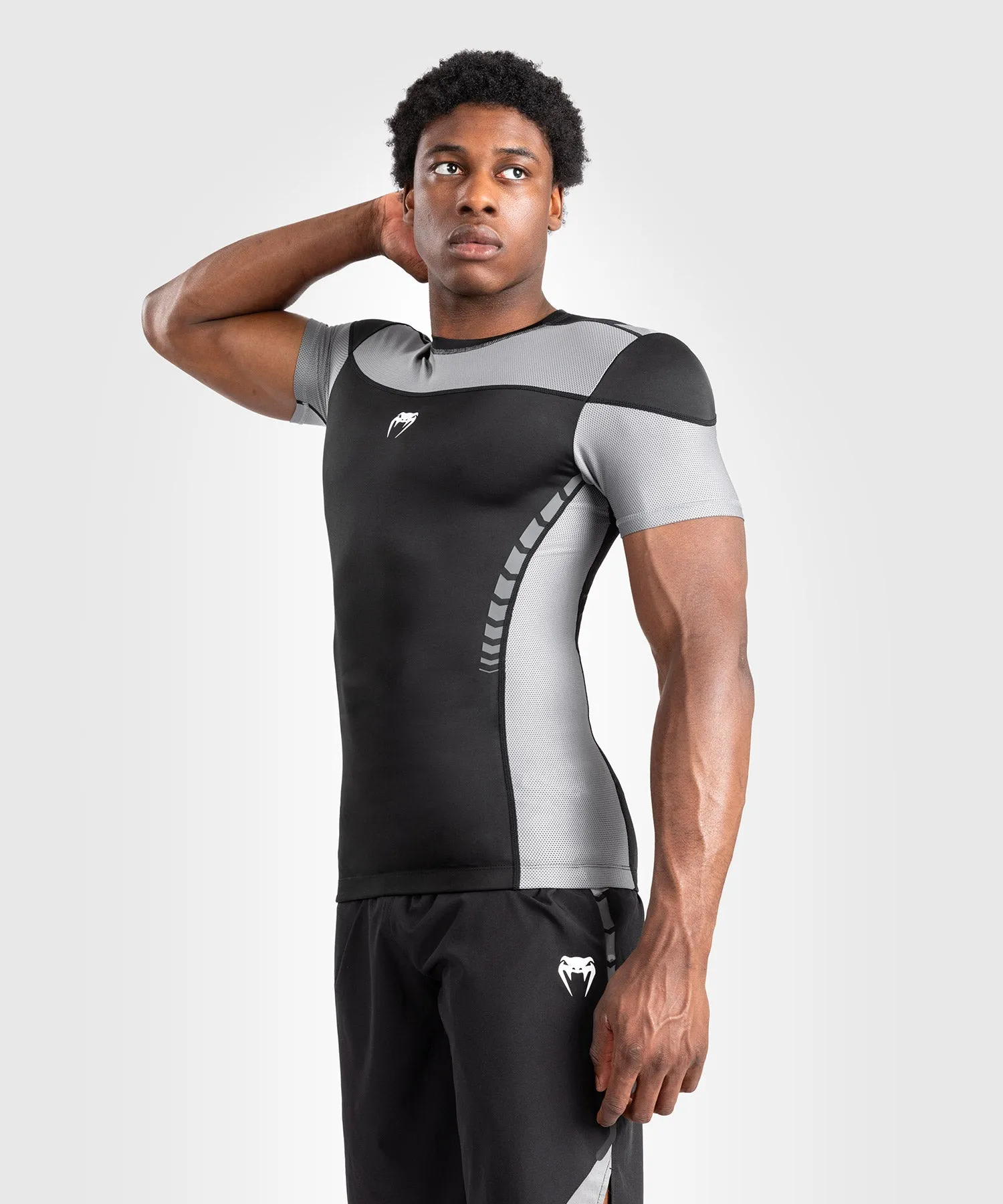 Venum Tempest Men's Short Sleeve Rashguard - Black/Grey