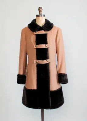 Vintage 1960s MOD Wool and Faux Fur Winter Coat