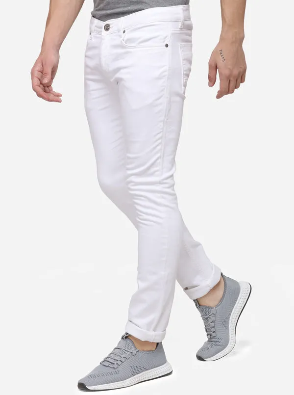 White Narrow Fit Solid Jeans | Greenfibre